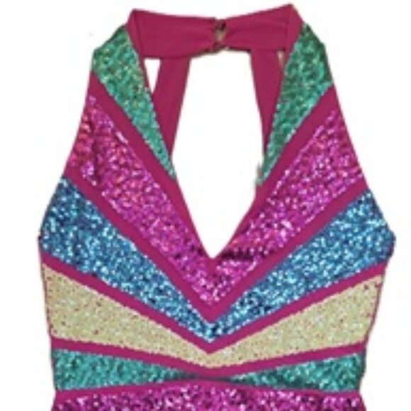 Sequin Halter Hotpants Onesy 4/6 - Picture 2 of 9